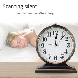Beesealy Silent Desk Clock - European Style Retro Clock with 10 Inch Dial, Easy to Read for Living Room or Bedroom