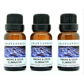 Crazy Candles Smoke and Odor Eliminator 3 Bottles 1/2 FL Oz Each (15ml) Premium Grade Scented Fragrance Oil