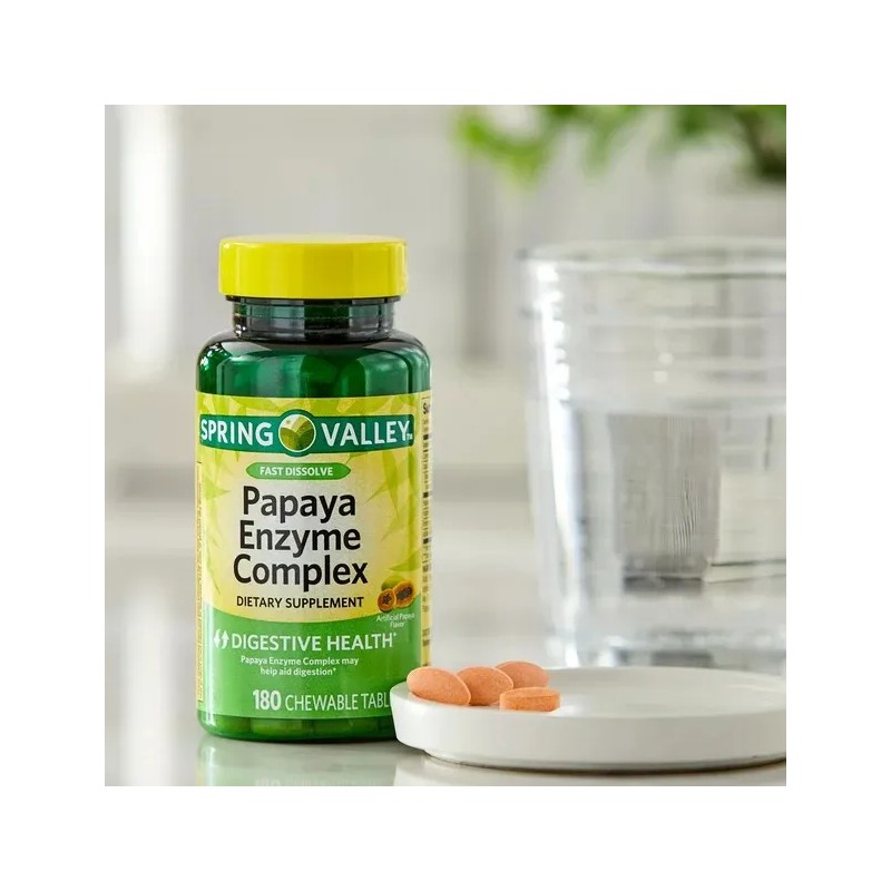 Tabletas Masticables Enzimas De Papaya Complex Spring Valley Nd