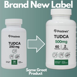 PRISTINE'S Tudca 500MG Liver Support & Purified Bile Salts Supplement Capsules - 30 Day Supply - Gallbladder Liver Organ & Digestion Detox and Cleanse Support Supplement - Gluten Free Non GMO