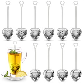 10 Pcs Heart Tea Infuser for Loose Leaf Tea Steeper – Rust-Resistant Stainless Steel Strainers with Secure Clasp, Easy Brewing Design, Keeps Loose Leaves Held | Romantic Valentine’s Day Tea Moments