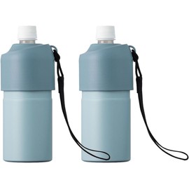 Atlas PET Bottle Holder Flask 2-Piece Set, Cools, PET Bottle Cooler 500ml 650ml, Vacuum Insulation, Baby Blue, with Strap, Bottle-in-Bottle, AQBIB-ABB2P