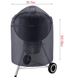 AMSAMOTION Cubierta para barbacoa impermeable, resistente al viento, anti-UV, resistente al desgarro, tela Oxford, cubierta para barbacoa, redonda, 71 vmx 68 cm