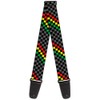 Buckle-Down Guitar Strap Checker Stripe Black Gray Rasta 2 Inches