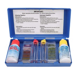 Pool PH Test Kit, Pool Chlorine Test Tool PH Chlorine Testing Kit Water Quality Test Box Accessories for Basic Residential Swimming Pool Spa Water Chemical Refill Test