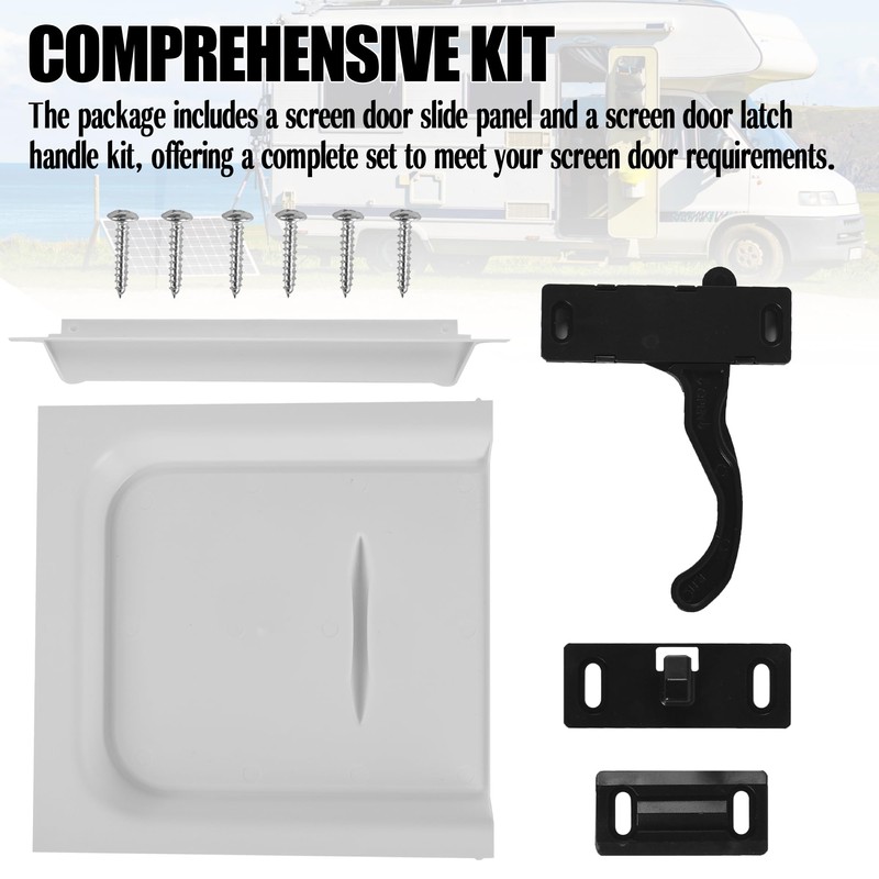 Aussio RV Screen Door Latch Handle Kit (Right Hand) and