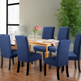 NORTHERN BROTHERS Dining Room Chair Covers 6 Pack Chair Covers Stretch Parsons Chair Covers Universal Spandex Dining Chair Slipcovers Seat Covers for Dining Chairs (Navy Blue)