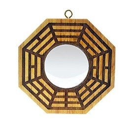 Feng Shui Peach Wood Bagua Mirrors Pakua 4 Inch (Convex)