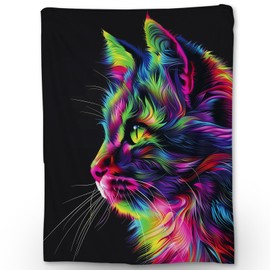 Ti Caldi Colorful Cat Blanket - Ultra Soft, Fluffy, Lightweight Flannel Throw Blankets for Couch, Bed, Travel, Outdoor - Cozy, Fuzzy Home Decor, for Adults Kids Women Girls, All Season 60×50 in