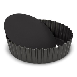 Patisse Quicheform mit losem Boden Ø 15,2cm x 5,6cm Stahl - grau - Tortenform mit Hebeboden - antihaftbeschichtete Quiche Backform für quiche,tarte,pie