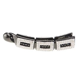 Sparkly Womens Girls Crystal Rhinestone Diamante Bridal Wedding Guest Christmas Party Bridesmaid Birthday Hair Accessories Banana Styling Ponytail Hair Barrette Grip Claw Clamp Long Squares (Black)