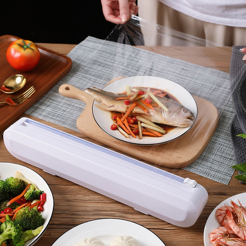 Cling Film Dispenser Cling Film Cutter Refillable Plastic Wrap Dispenser