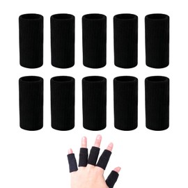 指サポーター 10個セット 黑 手指保護フィンガー 関節保護スポーツ用 登山バスケットボール用 男女兼用 左右対応 フィンガーサポーター