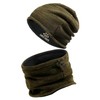 Winter Mens Beanie Hat Scarf Warm Fleece Lined Windproof Knit