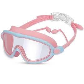 FWE Swim Goggles 1 Pack Anti-Fog Anti-UV Wide View Swimming Goggles for Kids 3-15 (Pink)