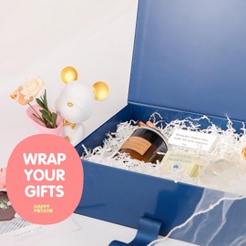 HAPPY POTATO 6 Gift Boxes with Ribbon 13.5x9x4.1 Inches, Blue Gift Boxes with Lids and Ribbon, Bridesmaid Proposal Boxes, Magnetic Gift Boxes for presents (Glossy Blue)