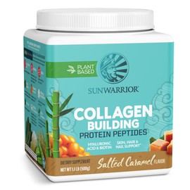 Sunwarrior Vegan Collagen Building Powder Protein Peptide with Biotin Vitamin C Hyaluronic Acid Collagen Protein Powder for Hair Skin Nail Dairy Free Gluten Free | Salted Caramel Collagen Powder