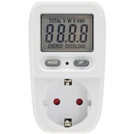ChiliTec CTM-807 Energy Cost Meter Electricity Cost Meter Energy Cost Meter for Socket 230 V - Consumption Meter up to 3600 Watt Tariff Adjustable White