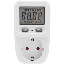 ChiliTec CTM-807 Energy Cost Meter Electricity Cost Meter Energy Cost Meter for Socket 230 V - Consumption Meter up to 3600 Watt Tariff Adjustable White