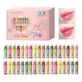 Set De Bálsamo Labial De 12 Sabores, 36 Unidades, Hidratante