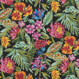 Pillow Perfect Tropic Floral Throw Pillow, Accent - 16.5" x 16.5", Paradise Island Black 2 Count