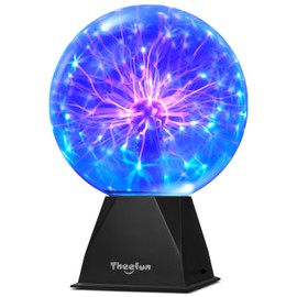 Theefun 20 cm Magic Plasma Ball, Light Ball, Electrostatic Ball, Touch Sensitive Flash Ball, Flashing Educational Toy, Physics, Flash, Plasma Lamp, Sphere Light Effects, Blue