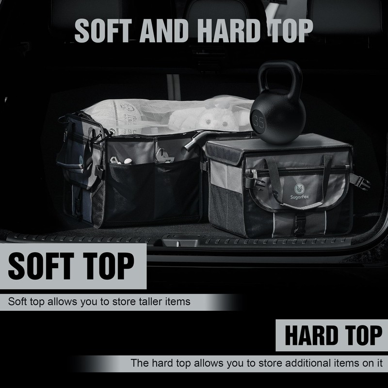 SugarFox Modular (63L+26L) Trunk Organizer for Car/SUV, Heavy-Duty Storage, Soft/Hard