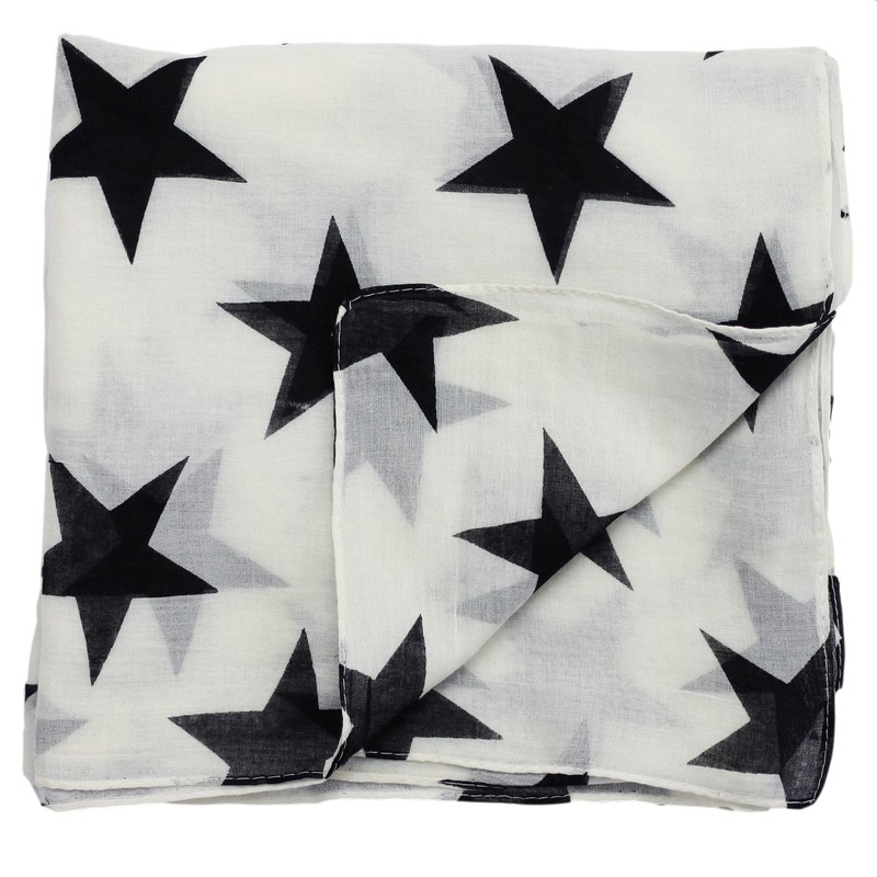Freak Scene Cotton Scarf - Stars 8 cm white -