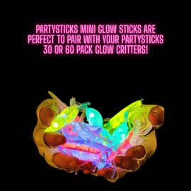 PartySticks Mini Glow Sticks 200 Pack Glow-in-the-Dark Small, for Easter Eggs, 5 Colors, Neon Light Sticks Bulk Party Favors, Easter Basket Stuffer Party Pack, Weddings Classroom Decorations Prizes