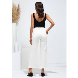 GRAPENT High WaistedWide Leg White Pants for Women, Size S/4/6 Petite Cream Size 4/6