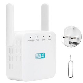 300M Repeater with Double Antenna Signal Amplifier Range Extender White 100‑240VUK Plug