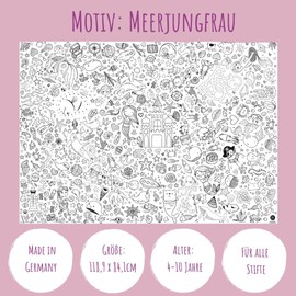 Paper Tablecloth for Colouring, Mermaid Party, Children's Birthday Mermaid, Colouring Pictures Mermaid, Mermaid Children's Birthday Decoration, Colourful