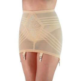 Rago Style 1359 | Open Bottom Girdle Firm Control | XS–8X | Made in USA | Waist, Hip & Tummy Shaper | Six Garters | Beige / 6X/42