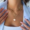 Seashell Necklace for Women, 14K Gold Plated Stacked Charm Necklaces,