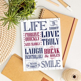 Dorothy Spring Life Is Short Love Truly Forgive Quickly Kiss Slowly Laugh Uncontrollably Break The Rules And Never Forget To Smile Inspirational Friendship Plaque Metal Sign Gift Size 15x20cm