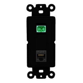 RiteAV 1 Port Fiber Optic Jack SC Simplex APC + Cat6 Wall Plate - Rocker Black/Black