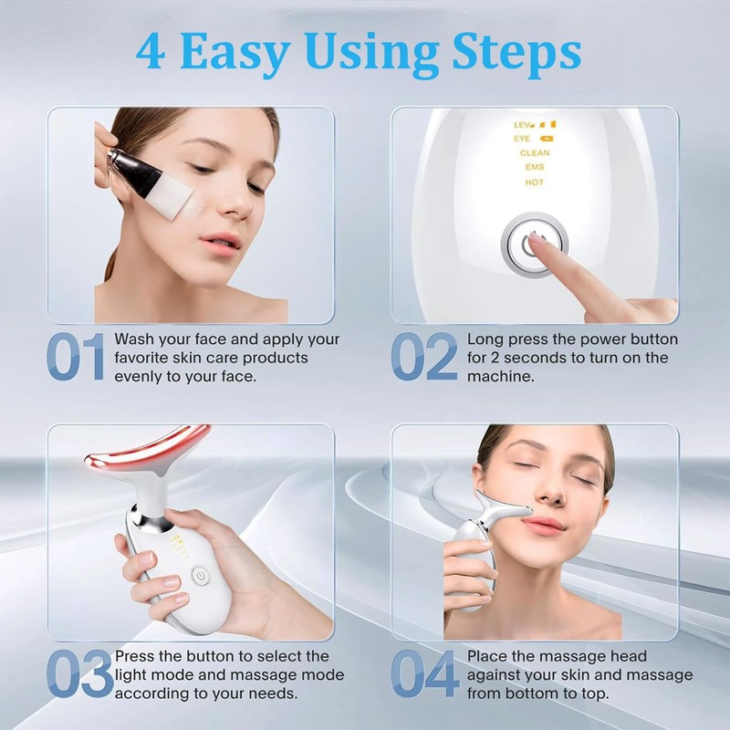 INTENSO Face Massager, Anti-Aging Neck Eye Massager with 7 Colors