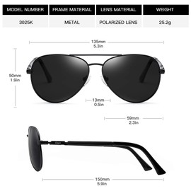 DUCO Classic Polarised Mirrored Pilot Sunglasses Mens Womens Vintage Polarized Sun Glasses Designer Shades 3025K (Black)