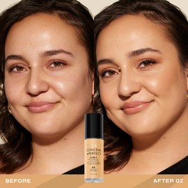 Milani Conceal + Perfect 2-in-1 Foundation + Concealer for a Flawless Complexion, Under Eye Corrector, Cover Redness and Imperfections, Waterproof and Sweatproof - Natural