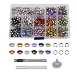 pangutheos Set of 360 Eyelets in 12 Colours, 6 mm Metal Eyelets with 3-Piece Installation Tools, Grommet Eyelets for Clothing, Bag, Tarpaulin, Leather, Canvas, Shoes, DIY Craft Fabric