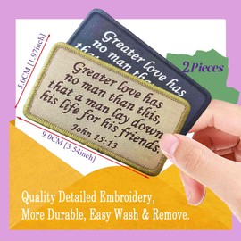 Jesus Bible Patch, John 15:13 Tactical Morale Patches, Bible Verse Greater Love Has No Man Than This Embroidery Hook & Loop Patches Set for Caps Bags Backpacks