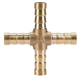 5 Pieces 4-Way T Brass Hose Connector Fitting, Cross Barbed Plug Air Water Oil Gas Fuel 6/8/10/12 mm (8 mm)