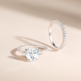 JALOKIVI 3CT 925 Sterling Silver Engagement Rings for Women Heart Cut Solitaire Cubic Zirconia Wedding Promise Rings for Her Silver Size 10.5