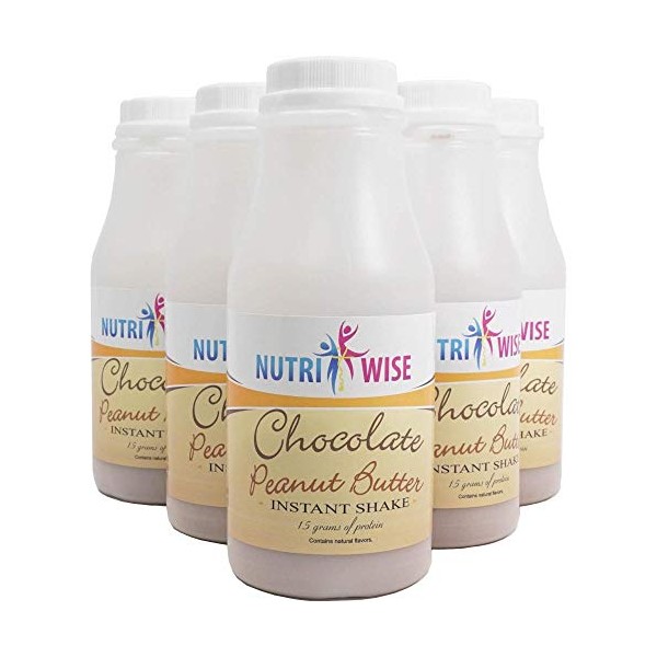 NutriWise - High Protein Diet Shake | Chocolate Peanut Butter | Low Calorie, Low Fat, Low Carb (6-Pack Bottles)