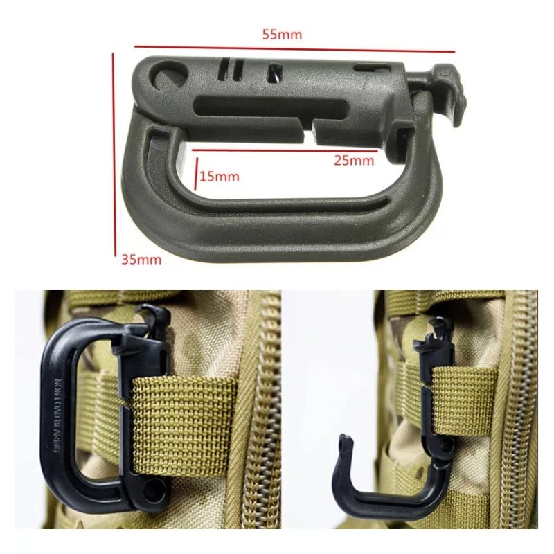 Estuchelandia 2 Pzas Mosquetón Molle Grillete Clip Edc Táctico Llavero