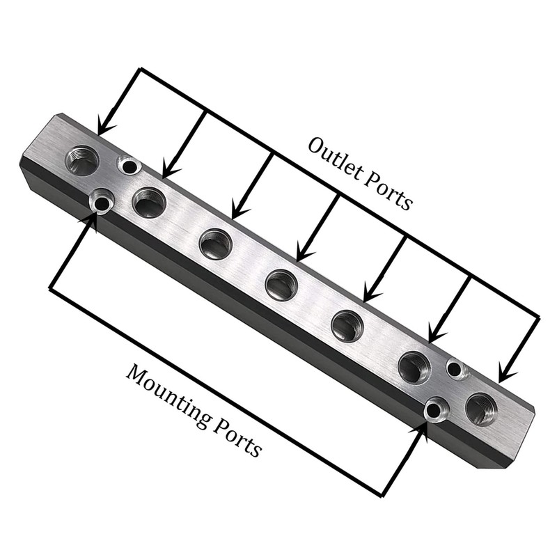 XMHF 7 Way Aluminum Alloy Pneumatic Manifold Air Distribution Block,