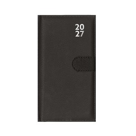 2027 Slim Wallet Diary Week To View - Compact Black Faux Leather Planner - Lightweight Portable Daily Organiser - Handbag School Travel Diary