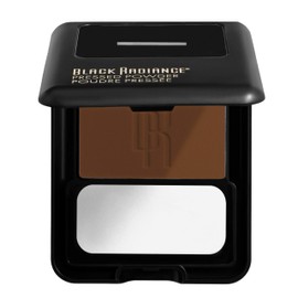 Black Radiance Pressed Powder, Pigment-Rich Matte Finish for Dark Skin Tones, Oil-Absorbing Compact with Mirror & Sponge - Café
