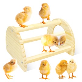 CZWESTC Chicken Perch with Mirror, Strong Pine Wooden Chick Perch Toys for Coop and Brooder for Birds, Baby Chicks, Hens