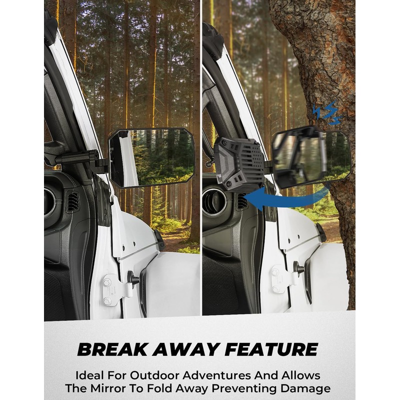 JOYTUTUS Mirrors Doors Off Compatible with 2018-2023 Wrangler JL/JLU &